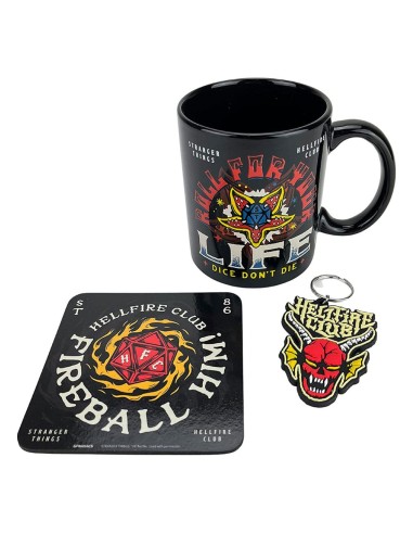 Stranger Things Juego de taza, posavasos y llavero Hellfire