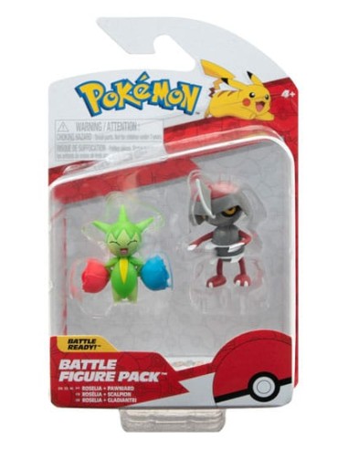 Pokémon Pack de 2 Minifiguras Battle Figure Pack Cuchilla de Pawniard, Roselia 5 cm