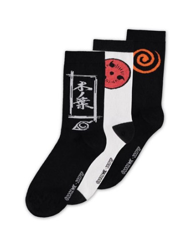 Naruto Shippuden Pack de 3 Pares de Calcetines Sasuke Symbol 39-42