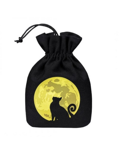 Bolsa para dados negra con gato y luna