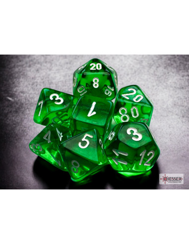 Translucent Mini-hedral Green/white 7-Die Set