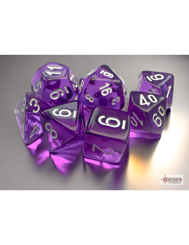 Translucent Mini-hedral Purple/white 7-Die Set