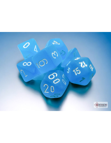 Frosted Mini-hedral Caribbean Blue/white 7-Die Set