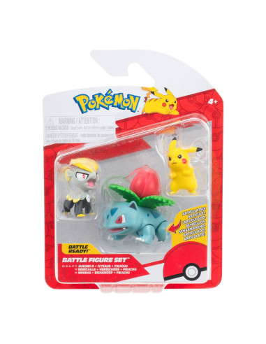 Pokémon Pack de 3 Figuras Battle Figure Set Pikachu #2, Jangmo-o, Ivysaur