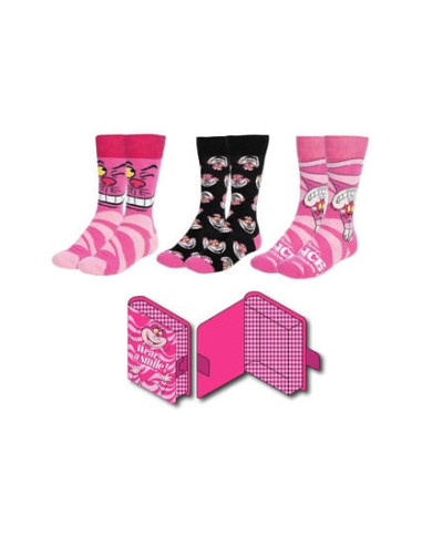 Disney Pack de 3 Pares de calcetines Alicia en el Pais de las Maravillas Gato de Cheshire 36-43